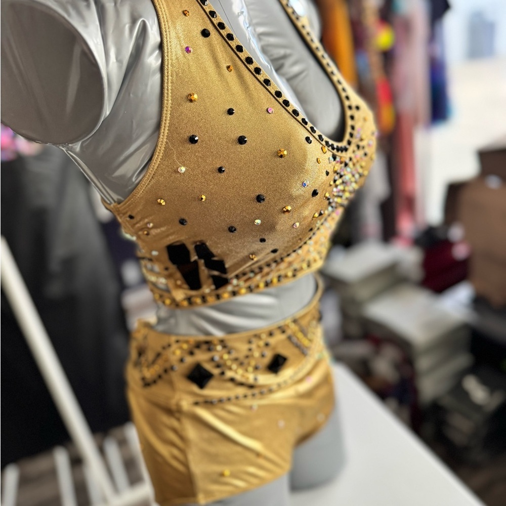 Gold Rhinestone Dance Outfit - Picture 2 of 8